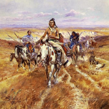 平原がインディアンだった頃 チャールズ・マリオン・ラッセル インディアナ州 Oil Paintings